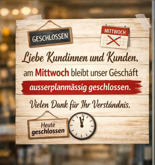 Mittwoch 31.12.2025 geschlossen