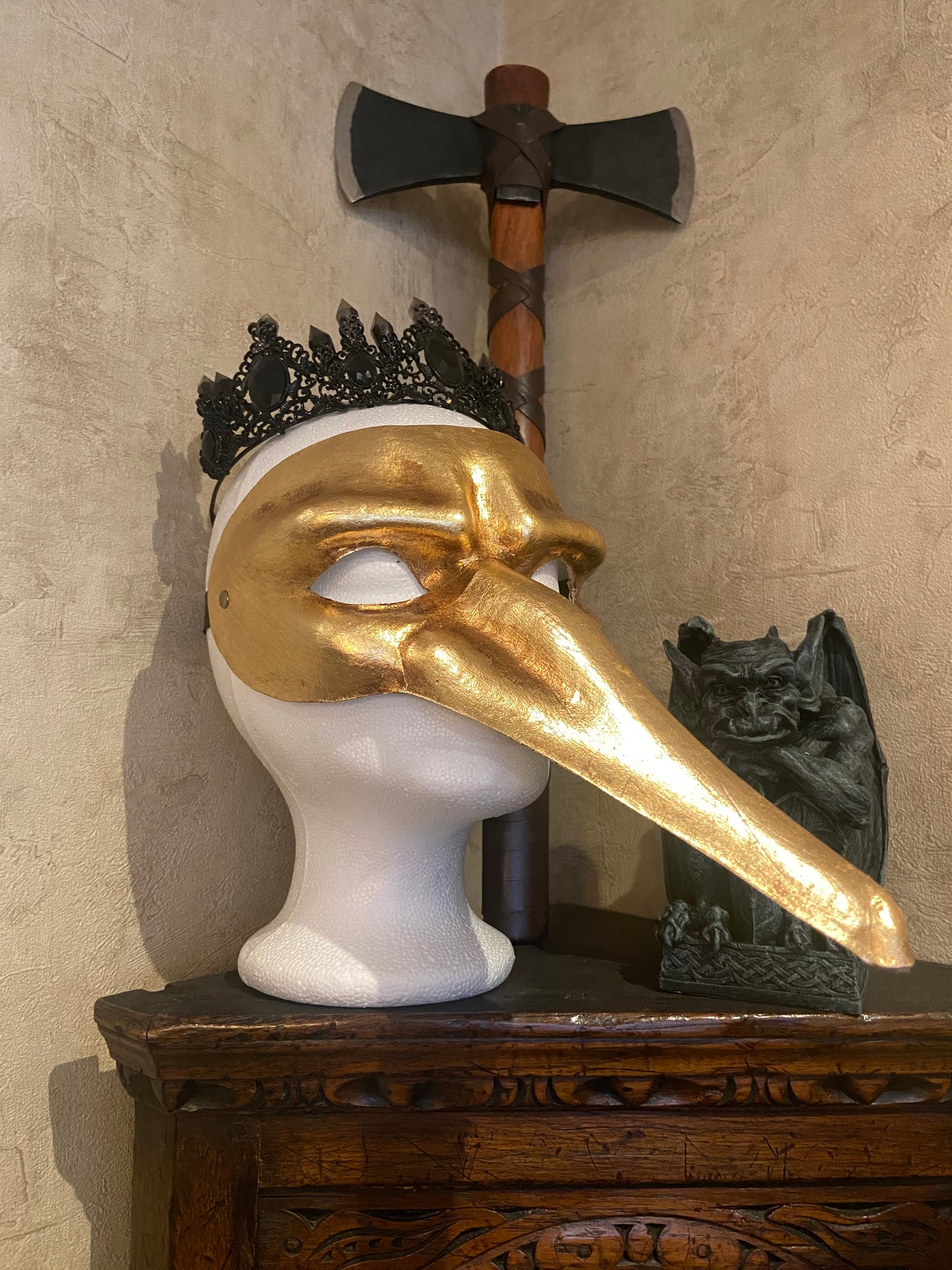 Maske gold lange Nase