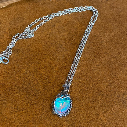Anhänger Mondstein floral mit Kette